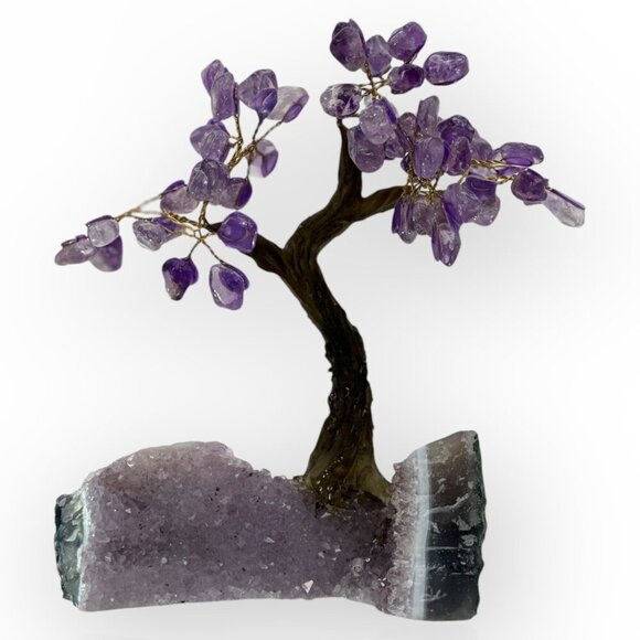Amethyst Gemstone Bonsai Tree Large Rough Base 7" Height  Decorative Crystal - Picture 1 of 15